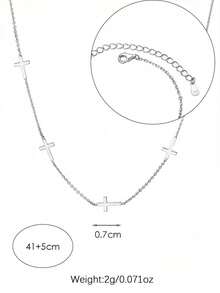 SYMFNY 1 chiếc dây chuyền mặt thánh giá mini bạc sterling 925, phong cách unisex, phụ kiện đeo hàng ngày và hẹn hò - Bạc - Xem 5