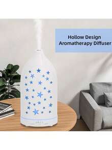 Send 3 oils,Star Hollow Design Oil Diffuser 7 Changing LED Lights, Ultra Quiet & Auto Shutdown for Safety - Mist - Ver 2