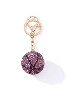 1 pieza Llavero de baloncesto con strass multicolor, colgante de baloncesto totalmente con strass, diseño de lujo con strass brillante, estilo colgante de bolso, llavero imprescindible para amantes del baloncesto - Multicolor - Ver 14