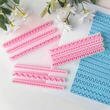 Edge Pattern Polymer Clay Cutters, Decorative Edge Mold For Handmade Zigzag & Stitched Pattern Earring, Ideal For Textured & Boho Vibe Jewelry Crafting - Pink - View 3