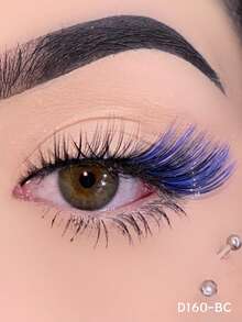 1 Paar glänzende Farbverlauf Kunstmink Wimpern, glänzend natürlich lang und flauschig, geeignet für Party, Make-up, Cosplay und andere Anlässe - Verschiedenfarbig - Übersicht 11
