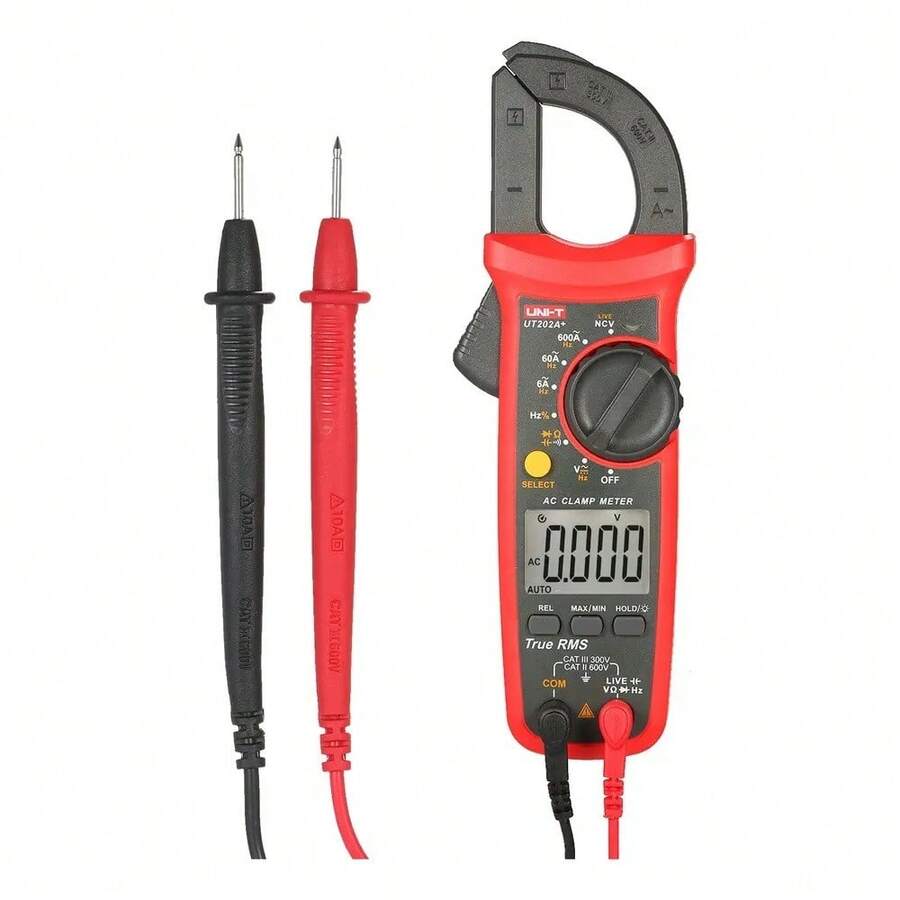Uni-T Ut202a+ Digital Clamp Multimeter 600mA 10kHz - Red - View 1