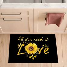 1pc Sunflower Pattern Printed Doormat, Silica Gel Kitchen Carpet, Kitchen Mat, Rug, Easy To Clean, Rectangular Printed, Suitable For Living Room, Bedroom, Hallway, Bathroom, Laundry Room - Polyester Carpet, Suitable For Indoor And Outdoor Home Decor - Multicolor - View 3