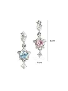 1 buah Anting Stud Bintang Berkilau Minimalis dengan Liontin dan Rumbai, Anting Serbaguna - MultiWarna - View 5