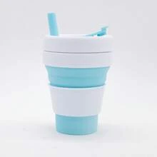 Silicone Coffee Cup, Foldable And Compressible Water Cup, Pocket Cup, Retractable Water Bottle With Straw, 350ml - Coffee-colored With Straw - View 11