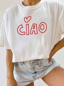Women's Short Sleeve T-Shirt "Ciao" Holidays In Italy - Italian T-Shirt "Ciao Bella" 100% Cotton - 白色 4 - 查看 6