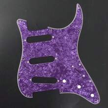 SAPHUE 11 Holes Strat Electric Guitar Pickguard And BackPlate Set For Fender US/Mexico Made Standard Stratocaster Modern Style Guitar Parts(SSS,Purple Pearl) - 顏色 - 查看 8