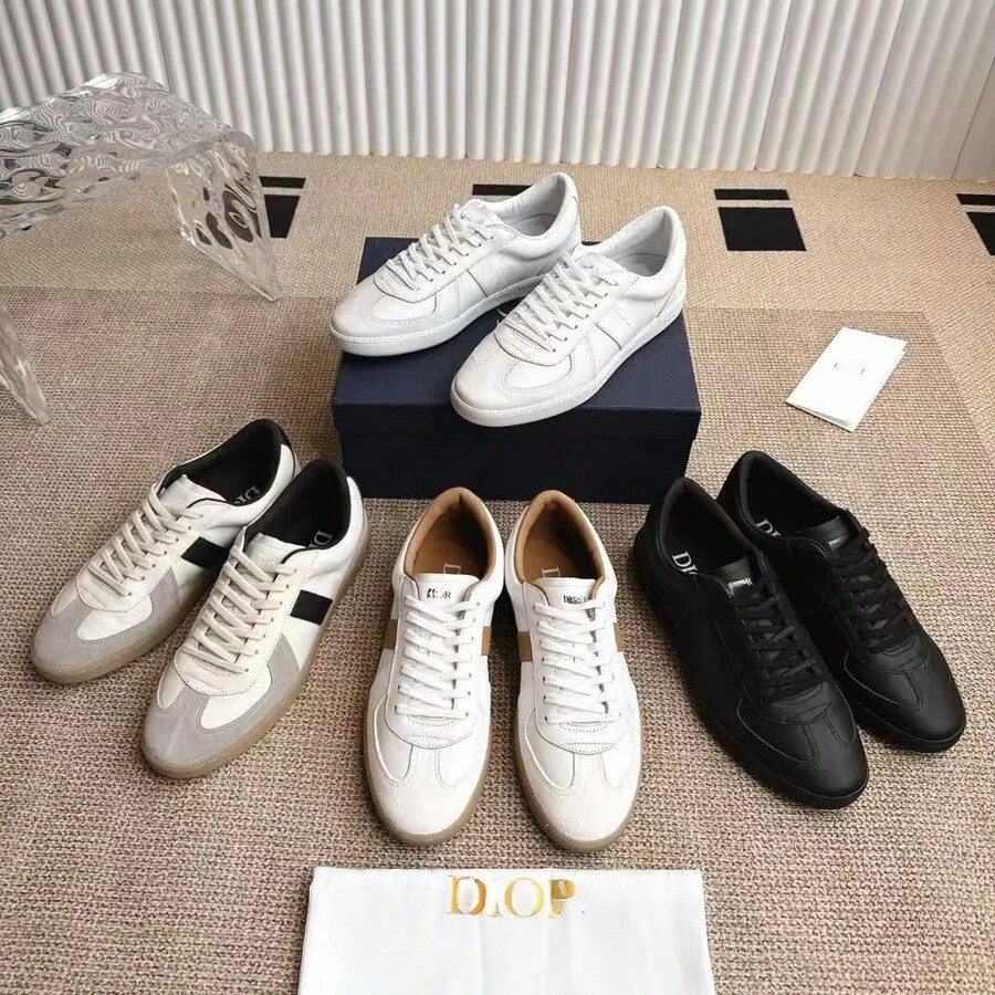 Zapatos casuales unisex, talla 36-45, zapatos casuales de mujer y zapatos deportivos de hombre, zapatos planos de suela blanda con cordones, zapatos cómodos y livianos de hombre para uso diario, de corte bajo,,,,,Las nuevas zapatillas de entrenamiento alemanas clásicas retro de cuero genuino de 25D para mujeres y parejas, elegantes zapatillas casuales con cordones. - Blanco - Ver 1