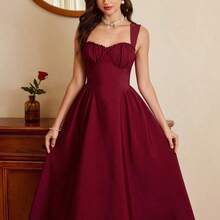 . .  Vestido elegante vintage de mujer con bolsillos, vestido con corpiño, dobladillo con volantes florales, vestido casual de vacaciones y fiestas, vestido de invierno, ropa de invierno para mujer, vestido de invierno para mujer, conjunto de verano para mujer, conjunto de Navidad para mujer, vestido de Navidad, vestido de fiesta de Navidad, vestido de Año Nuevo, vestidos de Año Nuevo para mujer, conjunto de Año Nuevo para mujer, ropa de Año Nuevo, vestidos elegantes para fiestas, vesti - Blanco - Ver 7