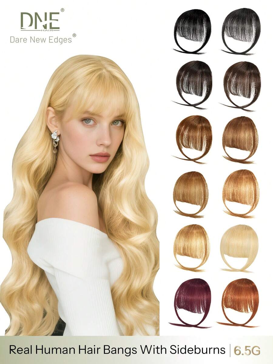 DNE HAIR 100%健康原色人髮無縫瀏海髮片 613#淺金色,自然輕盈瀏海假髮片,柔軟絲滑親膚,不掉髮不糾結,隱形無縫設計,易安裝易拆卸,可重複長期使用,適合女性、女孩、初學者,適用日常妝容、度假、街頭風、婚禮髮型變換 - S613 - 查看 1