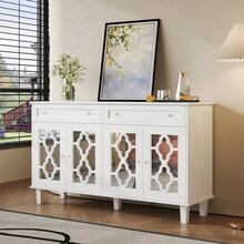 Sideboard With Life Covers, Covers With Covers, Side Panels And Crystal Frames - White - View 3