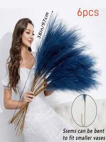 1pc/3pcs/5pcs/6pcs/8pcs/15pcs/20pcs 55cm/97cm Artificial Pampas Grass, Fake Plants Home Decor, Indoor Decoration, Deep Blue Artificial Turf Grass, Real Grass Flower Decor, Large Artificial Grass Branches, Suitable For Living Room Floor Vase Decor, Grass Vase Filler, Floor Vase Filler, Boho Style Home Decor - Dark Blue - View 13