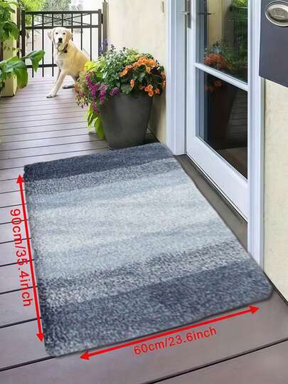Blue Ombre Minimalist Faux Wool Bathroom Mat, Suitable For Bathroom Entrance, Sink Area And Vanity. This Highly Absorbent And Easy-To-Maintain Bath Mat Has A Soft, Comfortable And Cozy Feel. Can Be Used As An Entryway Mat And Has Waterproof Function.