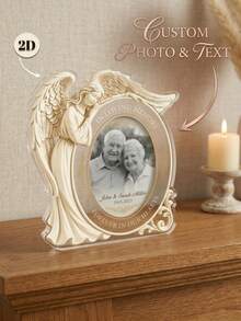 1pc Personalized Custom 2D Angel Wings Acrylic Commemorative Plaque With Photo And Text - Eternal Love And Precious Memories - Perfect Memorial Gift For Parents, Family And Friends - Engraved Commemorative Decor - Multicolor 3 - View 3
