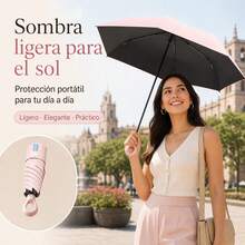 20cm Compact Mini Umbrella With Black Anti-UV Coating, Lightweight And Portable For Handbags - Pink - View 5