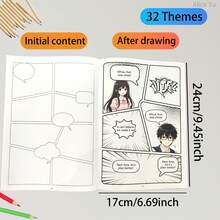 32 Pages Blank Comic Book, DIY Story Drawing Notebook, Creative Comic Panels, Diary For Boys & Girls, Creative Art Practice Book - Multicolor - View 3