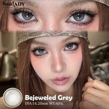FRESH LADY 1 Pair Colored Contact Lenses, Gray Cosmetic Contacts, Suitable For Daily Wear, Dates, Work, Long-Term Use, Diameter 14.2mm - Grey - View 3
