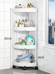 5/4/3 Estantería giratoria de baño de 5/4/3 niveles con ruedas y base triangular, organizador de plástico adecuado para esquinas, cocina, sala de estar, baño, hotel, balcón, pasillo y entrada, fácil de mover y desmontar, regalo ideal para el baño - Multicolor - Ver 14