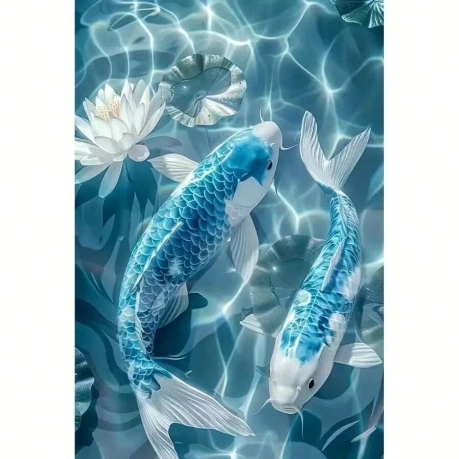 1件 DIY 5D 鑽石畫套件 錦鯉魚圖案-圓鑽全鑽藝術馬賽克手工藝,居家牆面裝飾,無框 - 無框 - 查看 1