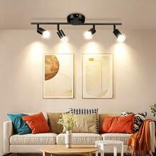 Black Track-Type Ceiling Spotlight With Rotating Head (Bulb Not Included) - Black - View 11