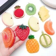 5/10pcs Resin Large Fruit Apple Pineapple Strawberry Charm Cute Simulated Food Pendant For DIY Keychain Necklace Earrings Jewelry Making - Multicolor - View 5