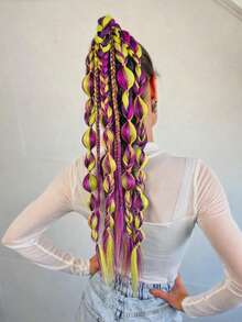 24 Inch Color Bubble Fried Dough Twists Braid, Various Color Combinations, Sweet And Cool Fried Dough Twists Braid - Multicolor - View 7