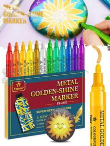 12/18 Colors Vibrant Color Acrylic Paint Markers - Metallic Sparkle Art Glitter Pens For Versatile Crafting On Scrapbook, Black Paper, Rock, Ceramic, Glass, Wood, Fabric, Canvas, Mugs, And Christmas Crafts Projects - Sets - View 3