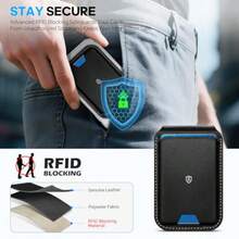 SHIELDON Cartera de Cuero Genuino, Tarjetero Magnético, Tarjetero para Magnetico, Soporte Ajustable Bloqueo RFID Leather Wallet Card Holder Compatible con iPhone Serie 16/15/14/13/12, Negro - Blanco - Ver 7