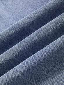 Jeans de mujer de moda casual con bordado floral lavado y bolsillo en diagonal - Azul lavado medio - Ver 8