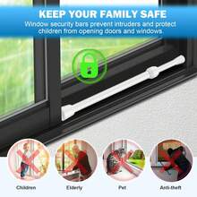Adjustable Sliding Door Safety Bar, Metal Adjustable Window And Glass Door Safety Bar With Safety Sliding Lock Bar And Rubber Heads - Durable Metal Structure, Enhanced Safety, Fits Most Doors, Home Locks, Door Locks, Fashionable Metal Finish, Sturdy And Durable - A - View 7