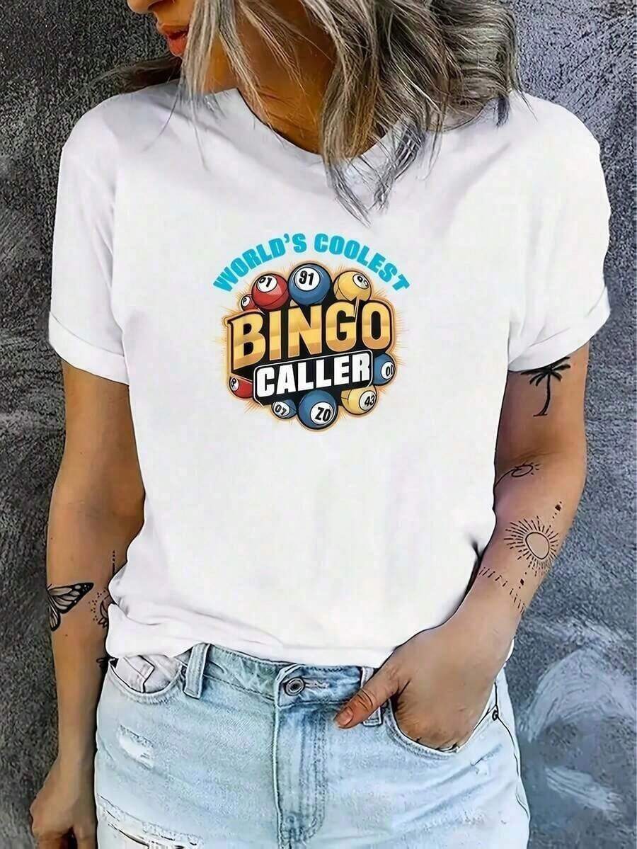 Women's Plus Size T-Shirt With 'Baseball Is My Favorite Season' Print, Casual, Black, Polyester, Short Sleeve, Crew Neck, Machine Washable, Spring And Summer Activewear, Fun Design T-Shirt, Suitable For Sports And Outdoor Activities - 白色 13 - 查看 1