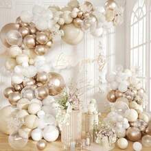 Champagne Gold & White Balloon Arch Kit, 147pcs White Nude Transparent Latex Balloons For Birthday Wedding Bridal Shower Engagement Anniversary Decoration - White Set a - View 1
