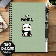 1 Set Cute Cartoon Panda Cover Spiral Notebook With Pen, 100 Pages 50 Sheets, Smooth Writing. Suitable For Work Records, Study Notes, Diary Writing, Daily Planning, And Also A Thoughtful Gift For Graduation, Birthday And Other Occasions, Practical And Stylish. - E - View 8