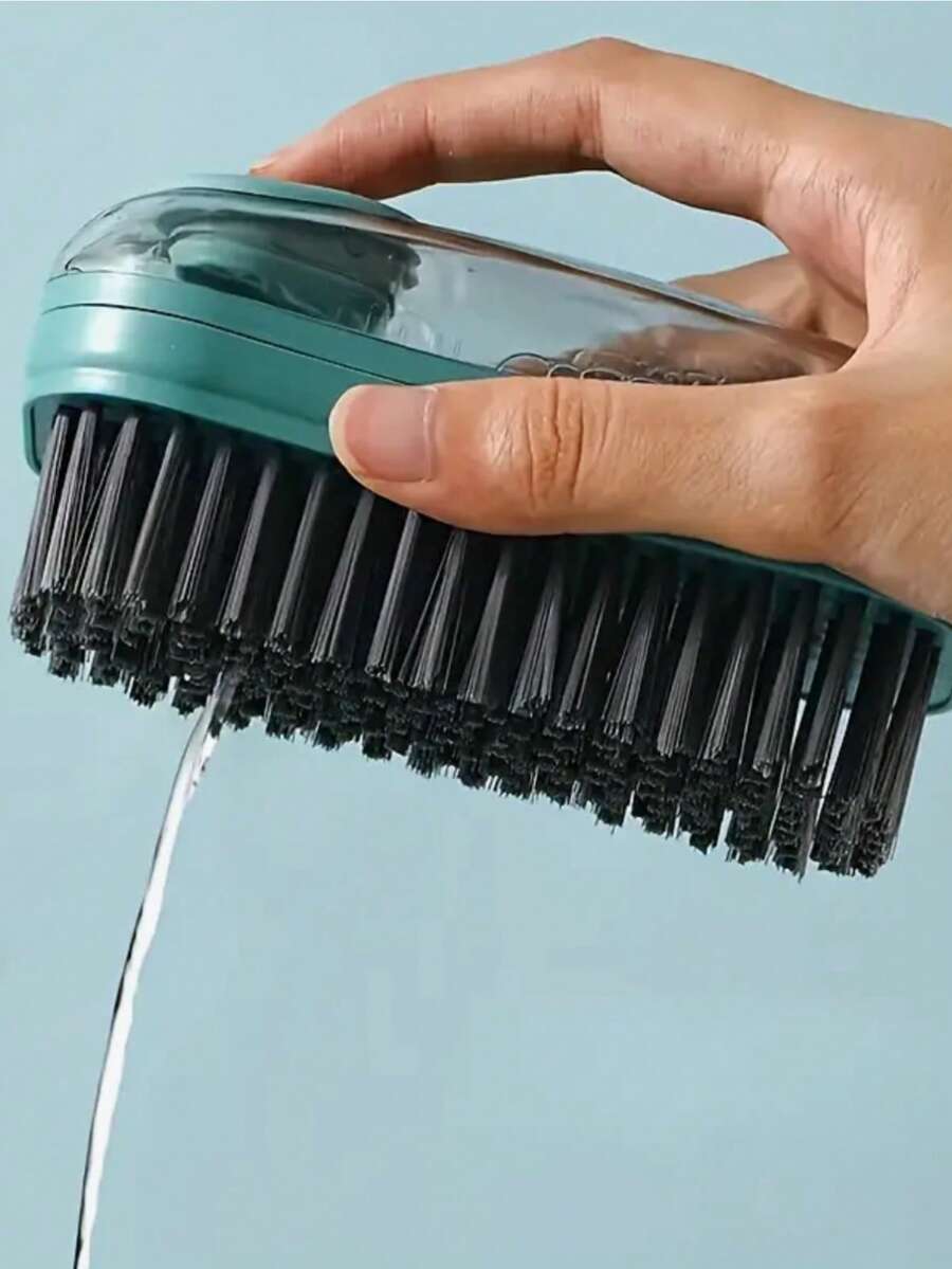 1 Multifunctional Liquid Cleaning Brush, Cleaning Tool Soft Bristle Cleaning Brush, Clothes, Hats, Shoes Brush, Automatic Pressing Liquid Cleaning Laundry Brush