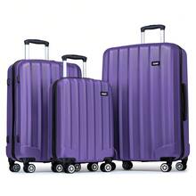 Cabin Luggage Carry On Suitcase 19 24 28 Inch ABS Hardshell TSA Lock 360 Spinner Wheels Lightweight 3 Piece Set Hand Check In Travel Unisex Sizes - Purple - View 12