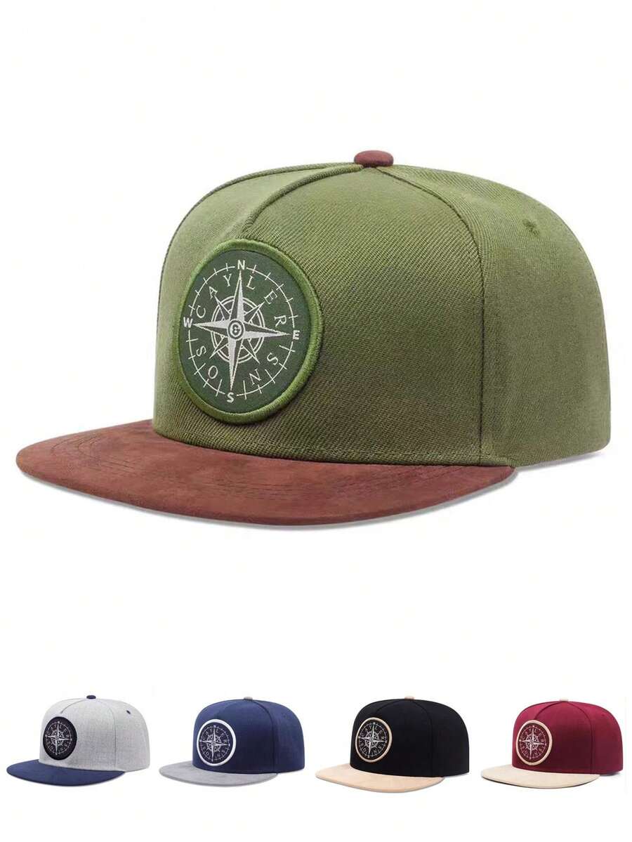 1 pieza Gorra de béisbol snapback de moda para hombre con bordado de brújula y letras, estilo hip hop, gorra de béisbol con letras bordadas, gorra hip hop - brújula - Ver 1