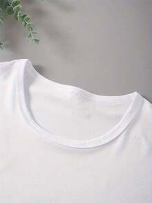 Women's T-Shirt With 'Taking Care Of Your Husband Is Tired' Print - Casual Summer Top, Soft And Stretchy, Short Sleeve, Round Neck, Bold Text Print, Urban Style, Breathable Fabric, Fashionable T-Shirt, Lightweight Material, Essential Women's Oversized Blouse - 白色 - 查看 4