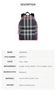 Burberry Check Pattern Women's Crossbody Bag 80840571 - 灰色+藍色80840571 - 查看 6