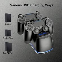 P4/Slim/Pro Controller Charging Dock, P4 Controller Charging Base With Blue Ambient Light - View 5