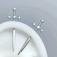 1 Pcs Excalibur Demon Sword Ear Studs, Surgical Steel Wing Helix Conch Ear Piercing Jewelry, Anti-Allergic Cartilage Earring - HY-909 - 查看 5