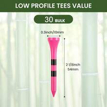 FINGER TEN 時尚高爾夫竹製短球座 2 1/8 英吋 30入/包，美國國旗條紋設計，確保一致高度，適合 Par 3 球洞 - 玫瑰紅 - 查看 9