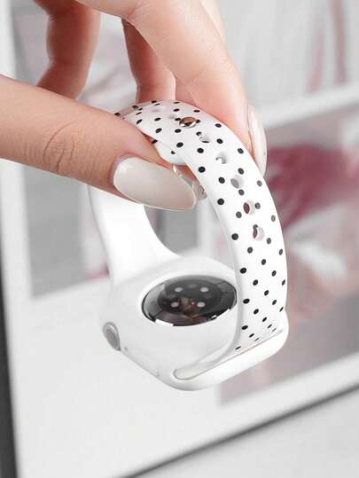 1pc Minimalist Cute Black & White Polka Dot Silicone Band Compatible With Apple Watch Band Women Fancy 38mm 40mm 41mm 42mm 44mm 45mm 49mm, Soft Sport Replacement Watch Bands For Ultra/Ultra 2 Series 9 8 7 6 5 4 3 2 1 SE SE2