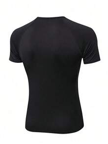 Men's Slim-Fit Boyfriend Style Short-Sleeve T-Shirt, Gym Wear, Men's Basic Boyfriend Style T-Shirt, Summer Sportswear. - 黑色 - 查看 2