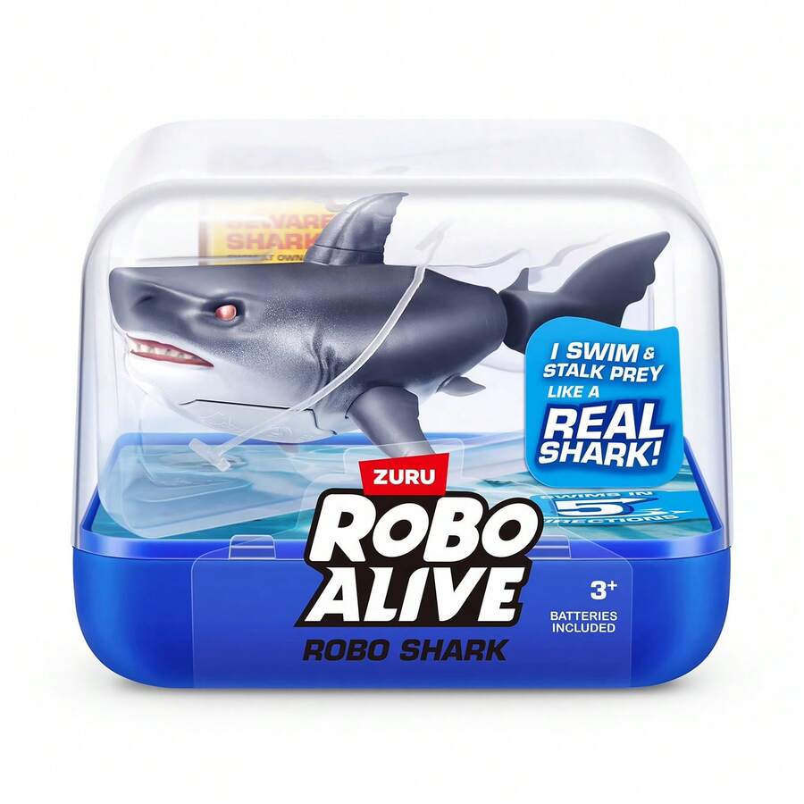 ZURU Robo Alive Water Activated Shark Bath Toy, Assorted Robotic Swimming Shark With Realistic 5-Direction Movement, Dives Up To 6ft, Pool & Bath Prank Toy For Kids (Random Color)