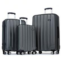 Cabin Luggage Carry On Suitcase 19 24 28 Inch ABS Hardshell TSA Lock 360 Spinner Wheels Lightweight 3 Piece Set Hand Check In Travel Unisex Sizes - Grey - View 14