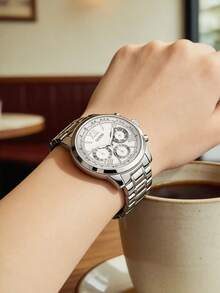 Guess W0330L3 Women's Silver Dial Crystal Bezel Quartz Watch - White - View 3