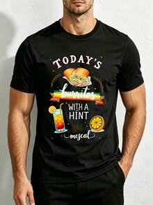 Camiseta de cuello redondo para hombre con diseño de estilo mexicano, corte holgado, moderna y versátil, de tela suave y cómoda, adecuada para uso diario y como regalo para las fiestas. Presenta un diseño con temática de tacos y un toque de tequila, perfecta para primavera y verano. Un regalo ideal para amantes de la comida y entusiastas de la cultura para celebrar el Cinco de Mayo y la herencia cultural mexicana. - Negro - Ver 6