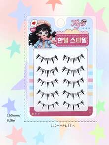 5 Pairs Pointed Tail Cartoon Devil Invisible Lashes, Natural Big Eyes Lashes, Cute Tapered Soft Lightweight Comfortable Lashes For Dates And Parties - Spiky Manga Lashes - View 9
