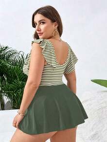 Swim Lushoire Vestido de playa casual con pliegues de unicolor para mujer de talla grande - Multicolor - Ver 2