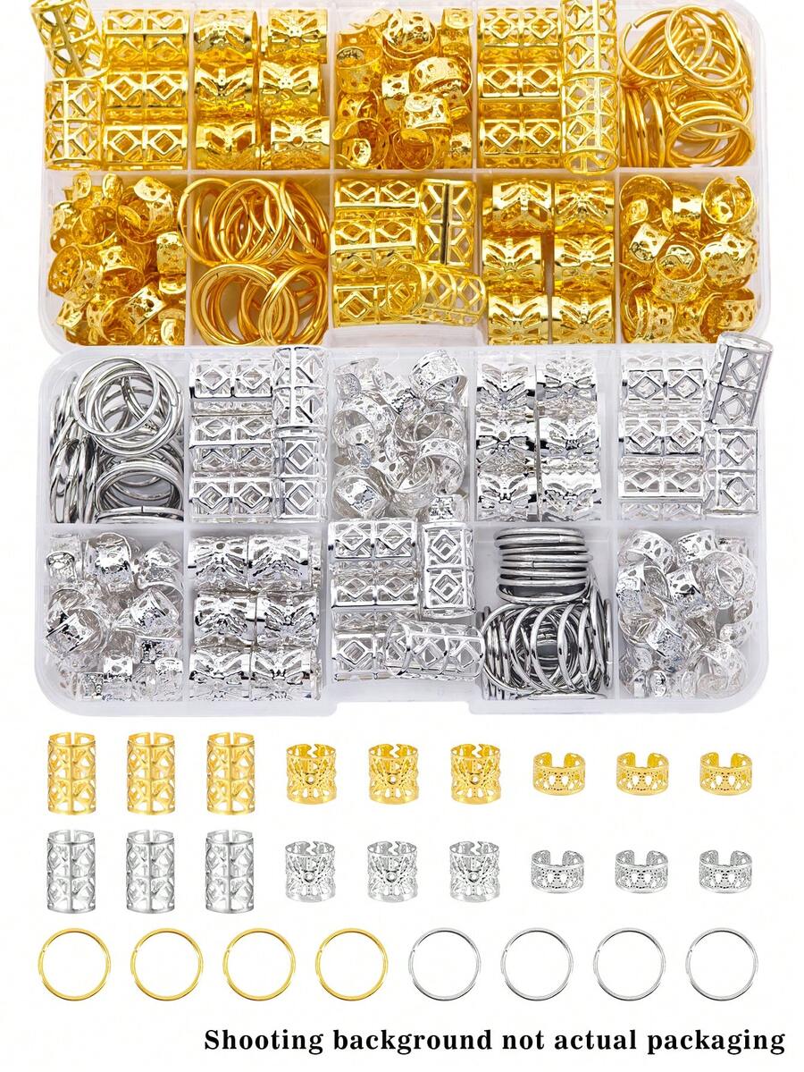 220件金色髮飾 編髮鎖扣髮飾 女款金屬髮環髮圈 髒辮飾品 編髮裝飾